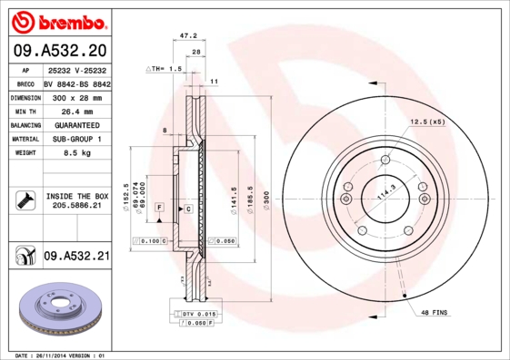 Remschijven Brembo 09.A532.21