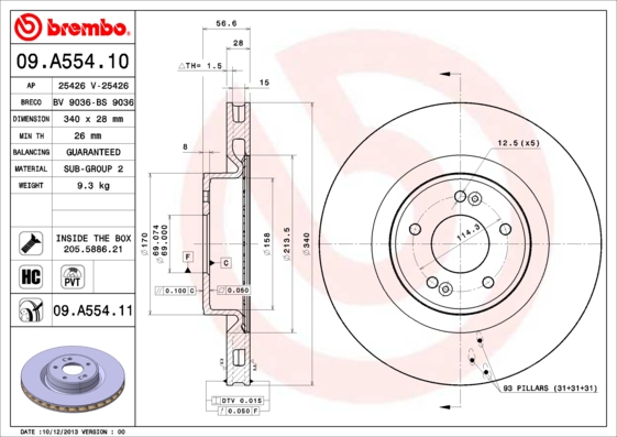 Remschijven Brembo 09.A554.11