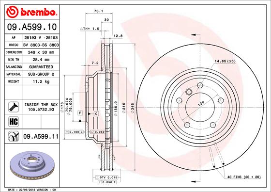 Remschijven Brembo 09.A599.11