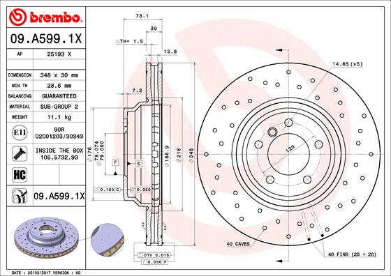 Remschijven Brembo 09.A599.1X