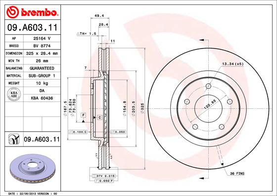 Remschijven Brembo 09.A603.11