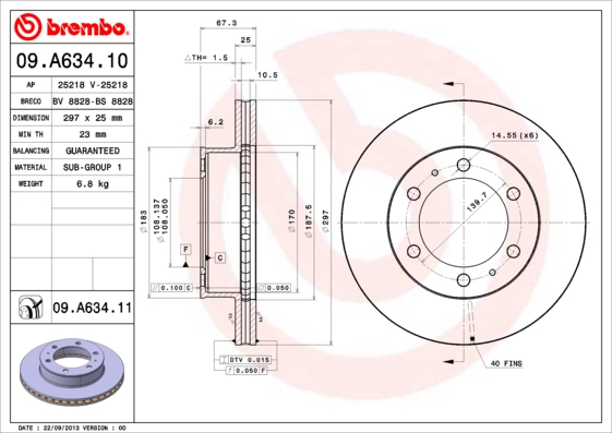 Remschijven Brembo 09.A634.11