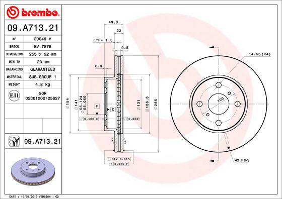 Remschijven Brembo 09.A713.21