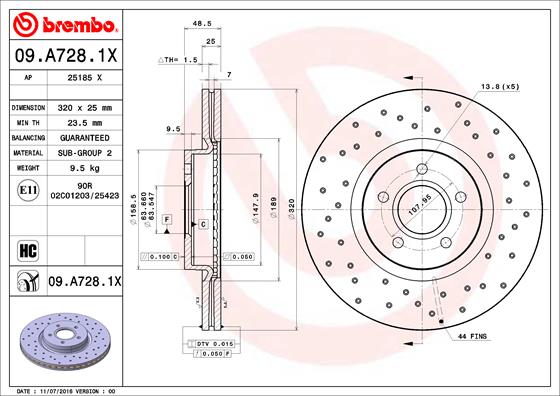 Remschijven Brembo 09.A728.1X