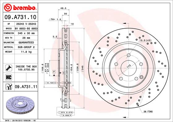 Remschijven Brembo 09.A731.11