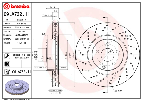 Remschijven Brembo 09.A732.11