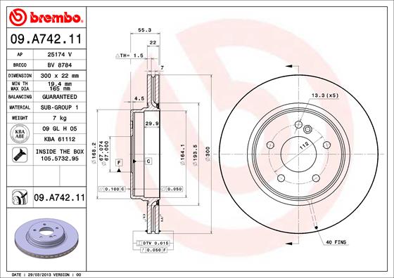 Remschijven Brembo 09.A742.11