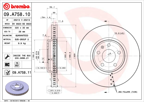 Remschijven Brembo 09.A758.11