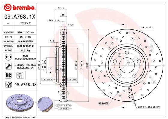 Remschijven Brembo 09.A758.1X