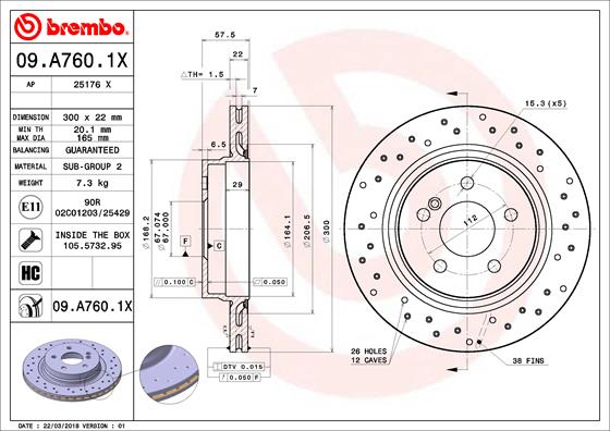Remschijven Brembo 09.A760.1X