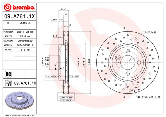 Remschijven Brembo 09.A761.1X