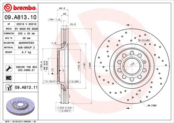 Remschijven Brembo 09.A813.11