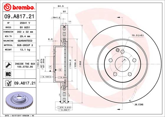 Remschijven Brembo 09.A817.21