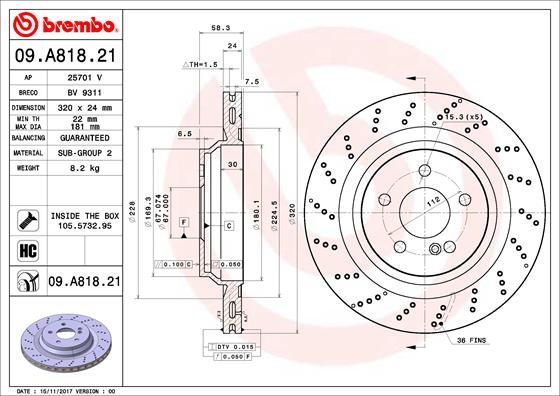 Remschijven Brembo 09.A818.21