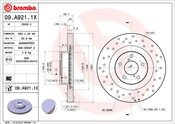 Remschijven Brembo 09.A921.1X