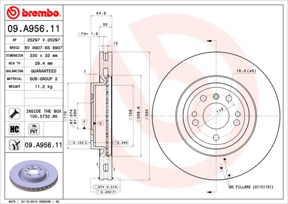 Remschijven Brembo 09.A956.11