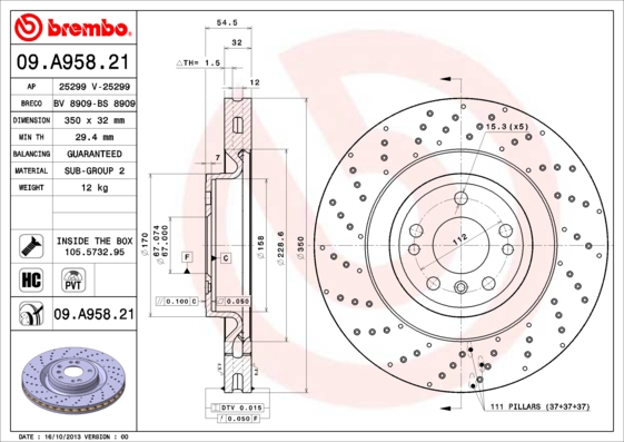 Remschijven Brembo 09.A958.21