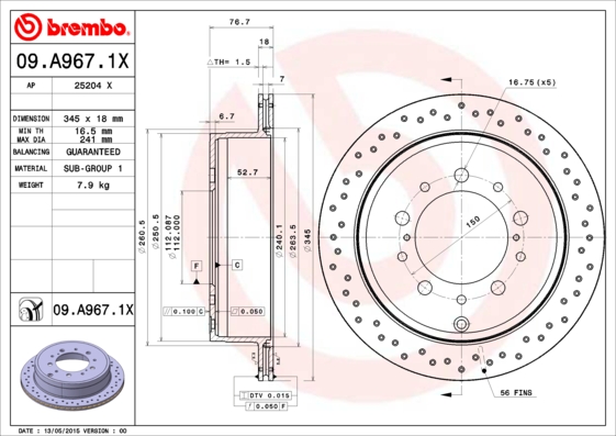 Remschijven Brembo 09.A967.1X