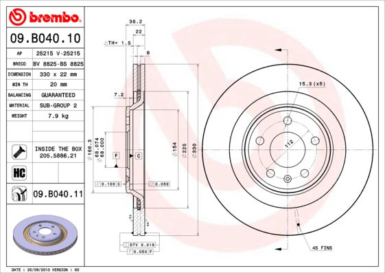 Remschijven Brembo 09.B040.11