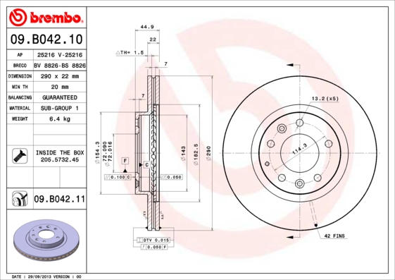 Remschijven Brembo 09.B042.11