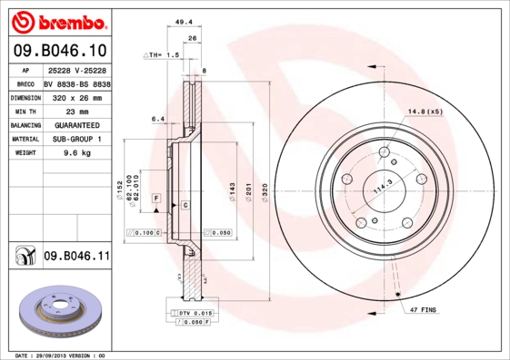 Remschijven Brembo 09.B046.11