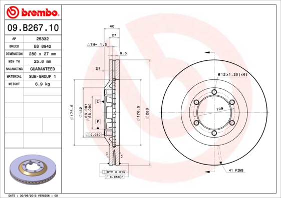 Remschijven Brembo 09.B267.10