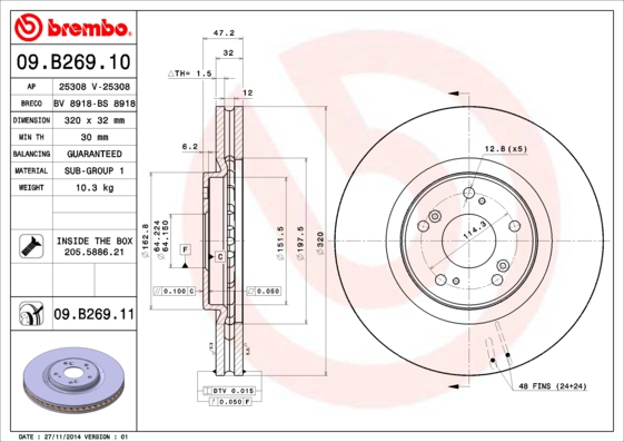 Remschijven Brembo 09.B269.11