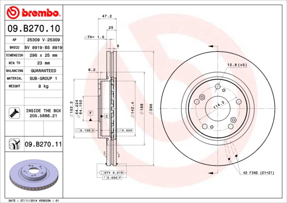 Remschijven Brembo 09.B270.11