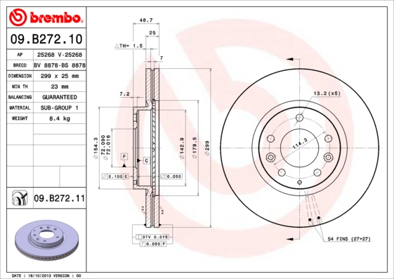 Remschijven Brembo 09.B272.10