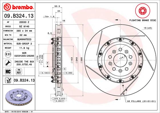 Remschijven Brembo 09.B324.13