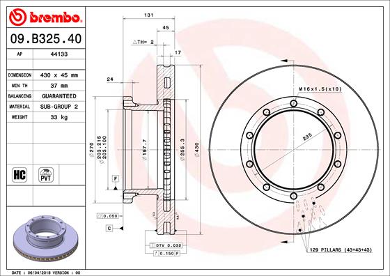 Remschijven Brembo 09.B325.40