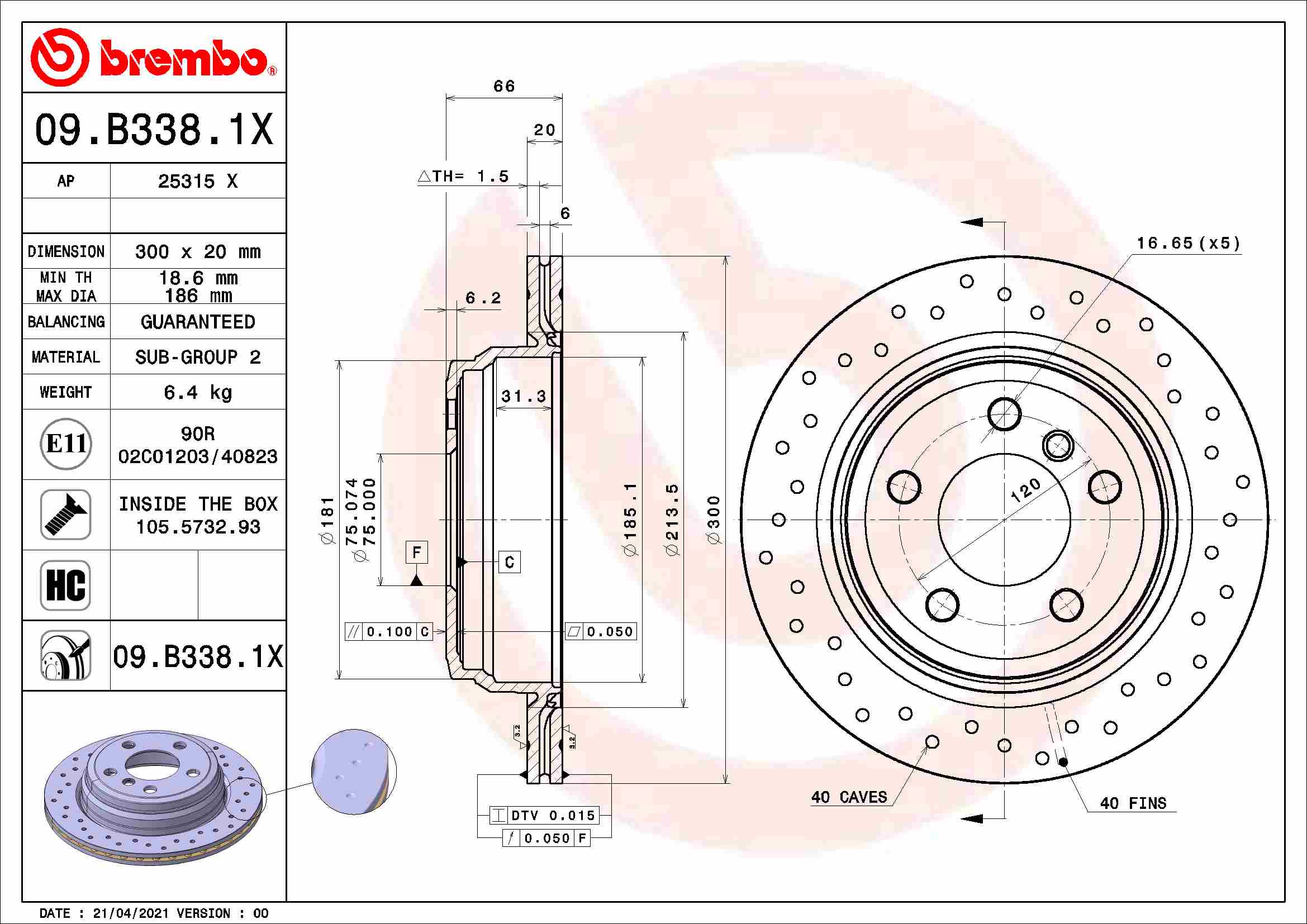 Remschijven Brembo 09.B338.1X