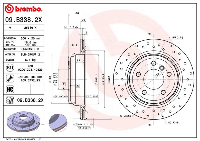 Remschijven Brembo 09.B338.2X