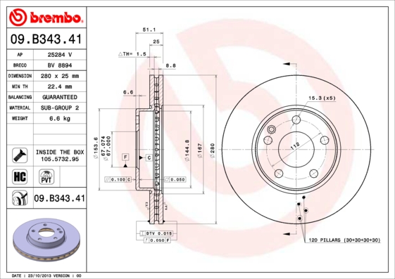 Remschijven Brembo 09.B343.41