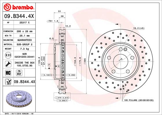 Remschijven Brembo 09.B344.4X