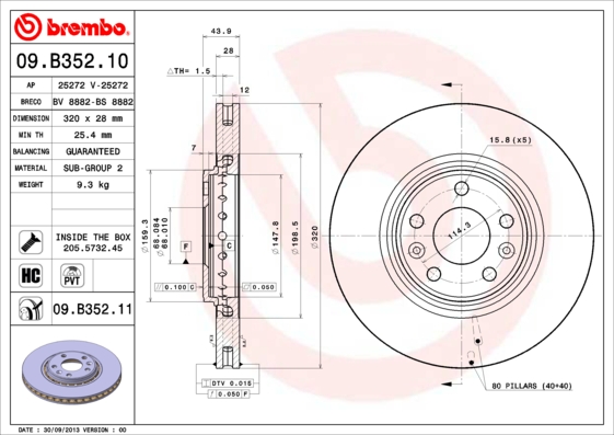 Remschijven Brembo 09.B352.11