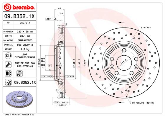 Remschijven Brembo 09.B352.1X