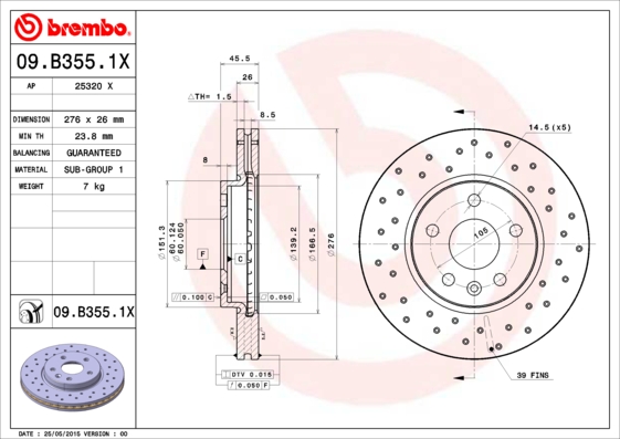 Remschijven Brembo 09.B355.1X