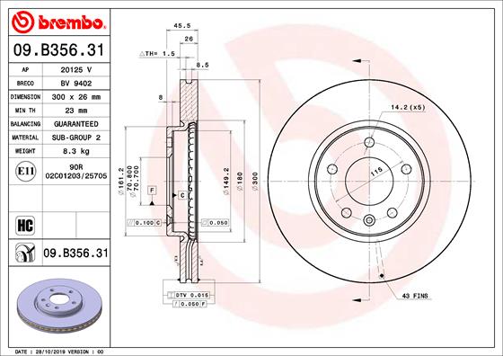 Remschijven Brembo 09.B356.31