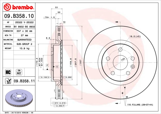 Remschijven Brembo 09.B358.11