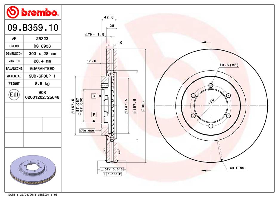 Remschijven Brembo 09.B359.10