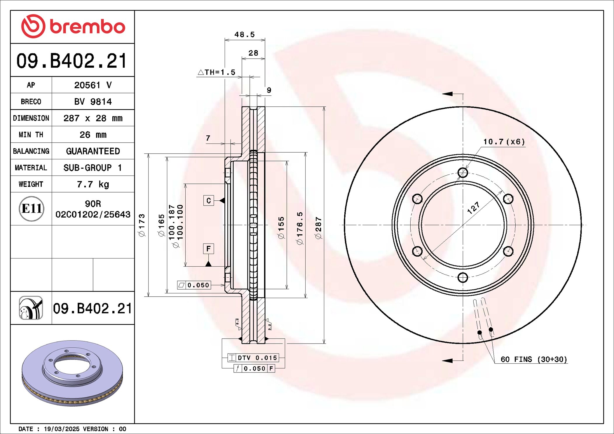 Remschijf Brembo 09.B402.21