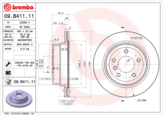 Remschijven Brembo 09.B411.11