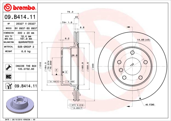 Remschijven Brembo 09.B414.11