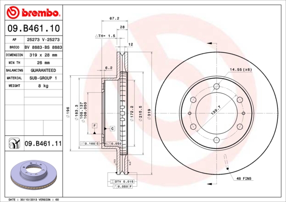 Remschijven Brembo 09.B461.11