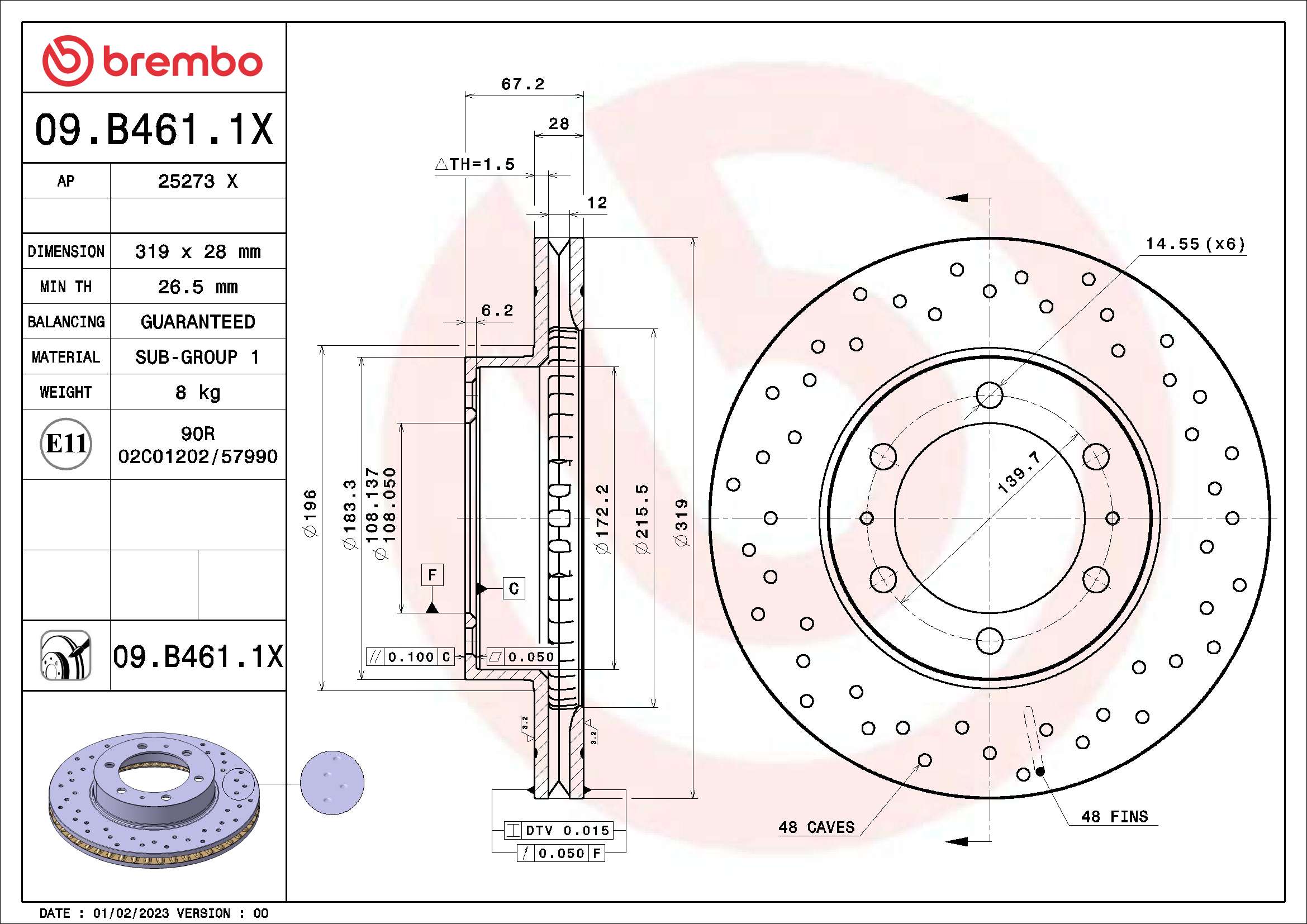 Remschijven Brembo 09.B461.1X