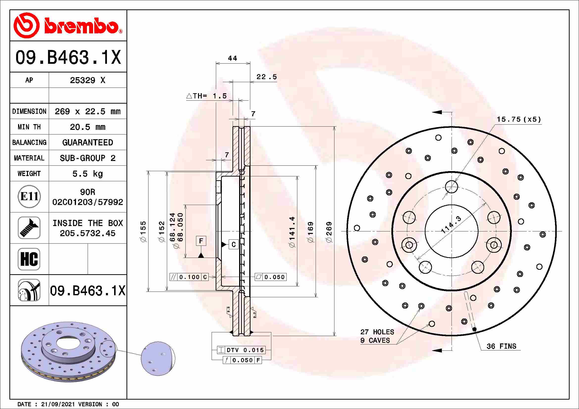 Remschijven Brembo 09.B463.1X