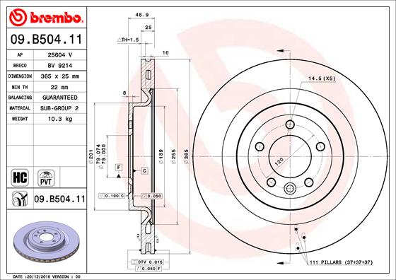 Remschijven Brembo 09.B504.11