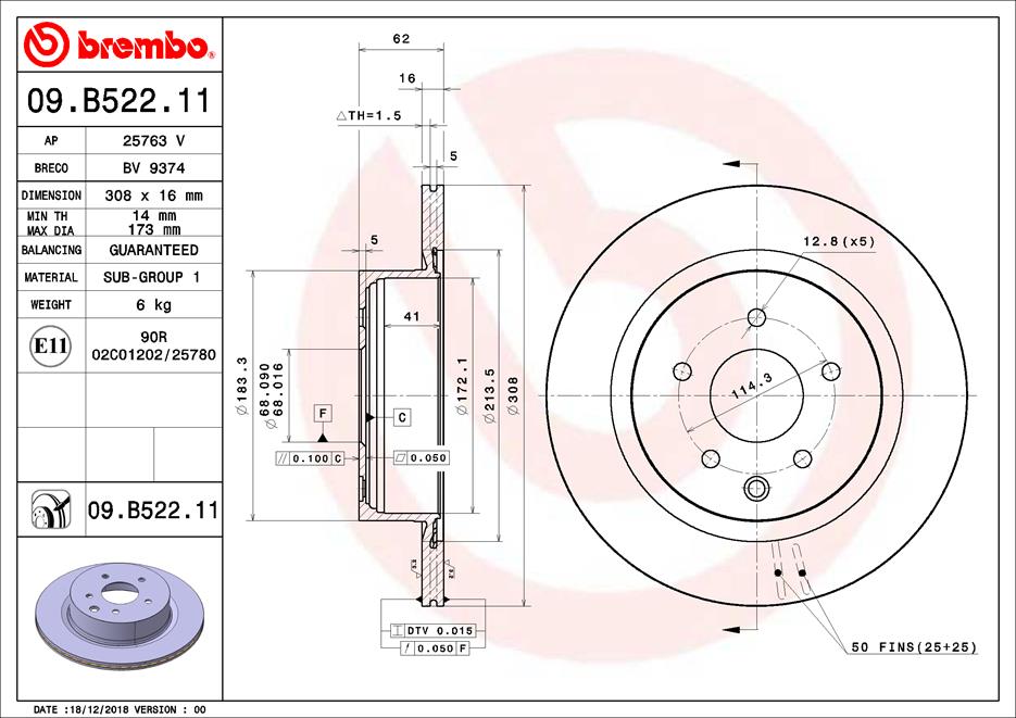 Remschijven Brembo 09.B522.11