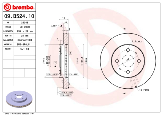 Remschijven Brembo 09.B524.10